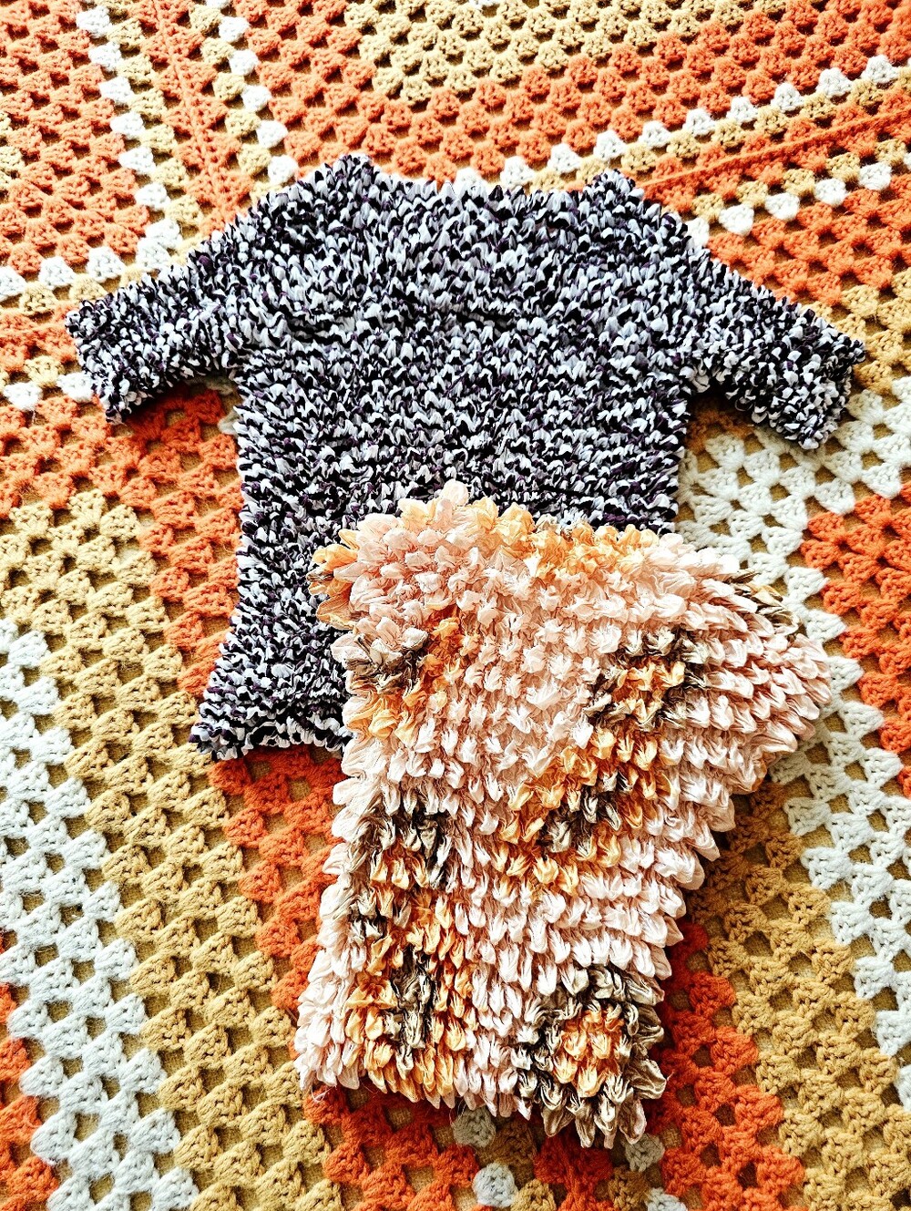 Y2K Popcorn Tops Bundle 2 Piece Vintage Crinkle Textured Shirts 90s 2000s